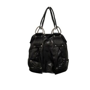 Vintage Kooba Black Leather Hobo Bag Silver Hardware Retro Y2K